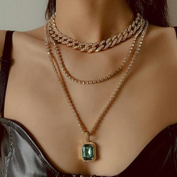 chains rhinestones miami curb cuban choker necklace female multi layered square crystal emerald pendant necklaces wedding jewelry, Silver
chains rhinestones miami curb cuban choker necklace female multi layered square crystal emerald pendant necklaces wedding jewelry, Silver