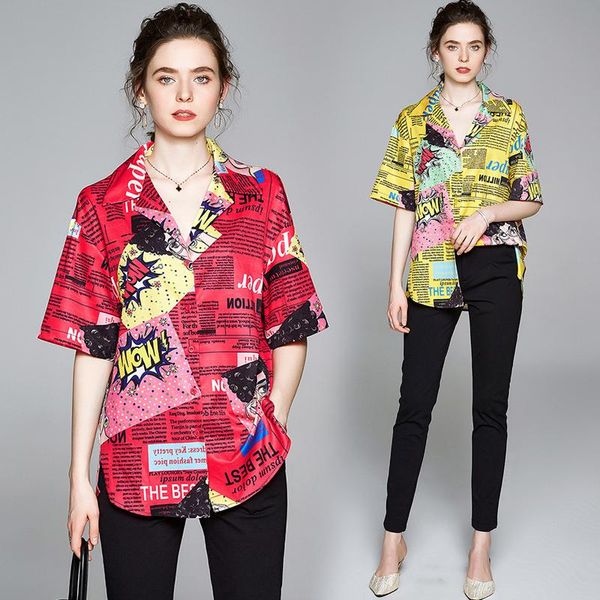 women's blouses & shirts summer runway vintage floral print lapel neck button short sleeve womens ladies party ol casual loose shirt bl, White
women's blouses & shirts summer runway vintage floral print lapel neck button short sleeve womens ladies party ol casual loose shirt bl, White