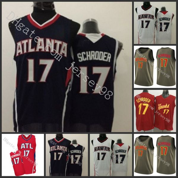 atlanta hawks men #17 dennis schroder men retro jersey, Black