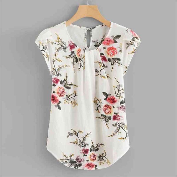 casual round neck basic floral women blouses pleated cap short sleeve shirt ladies ropa mujer s, White
casual round neck basic floral women blouses pleated cap short sleeve shirt ladies ropa mujer s, White