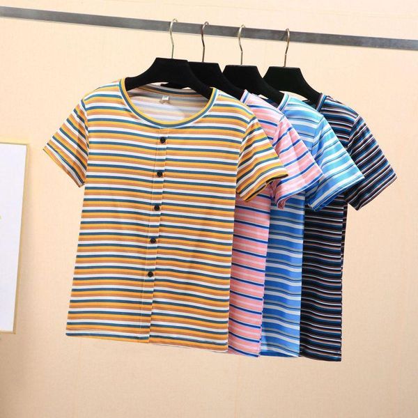 running jerseys 2021 korean slim striped t-shirt for women round collar short sleeved students cycling fitness tennis sports clothes, Black;blue
running jerseys 2021 korean slim striped t-shirt for women round collar short sleeved students cycling fitness tennis sports clothes, Black;blue