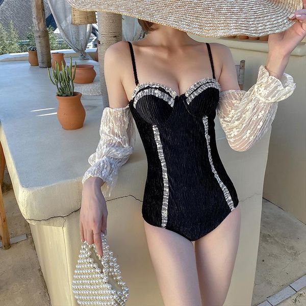 one-piece suits 2021 korean style solid one piece swimsuit women bodysuit push up pad bathing suit straps beach lace long sleeve swimwear
one-piece suits 2021 korean style solid one piece swimsuit women bodysuit push up pad bathing suit straps beach lace long sleeve swimwear