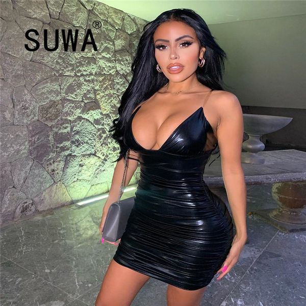 classic black pu bodycon mini women dresses deep v neck spaghetti strap dress party and wedding female 210525, Black;gray
classic black pu bodycon mini women dresses deep v neck spaghetti strap dress party and wedding female 210525, Black;gray