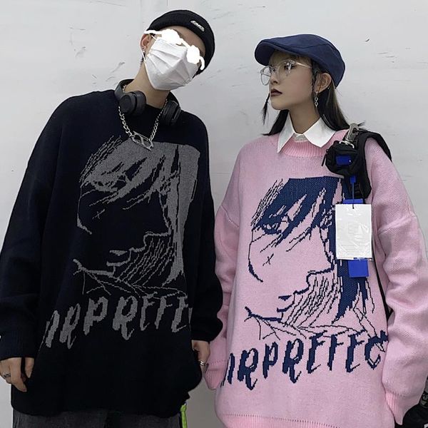 autumn and winter retro knitted sweater ins trend men women jackets thickened loose street style cartoon jacquard women's sweaters, White;black
autumn and winter retro knitted sweater ins trend men women jackets thickened loose street style cartoon jacquard women's sweaters, White;black