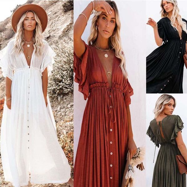 women's swimwear 2021 bikini cover-ups long white tunic casual summer dress elegant women plus size bohemian beach wear swim suit cover, White;black
women's swimwear 2021 bikini cover-ups long white tunic casual summer dress elegant women plus size bohemian beach wear swim suit cover, White;black