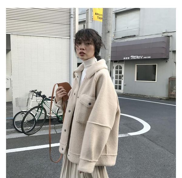 women's jackets 2021 autumn and winter anti sheepskin coat female loose plush shirt jacket, Black;brown
women's jackets 2021 autumn and winter anti sheepskin coat female loose plush shirt jacket, Black;brown