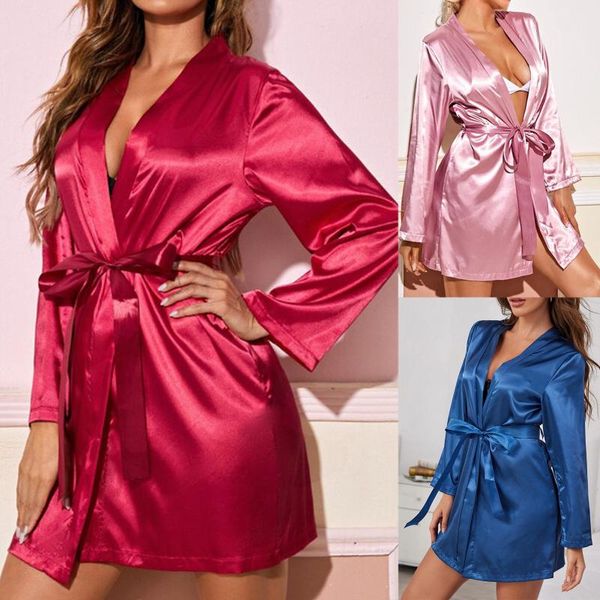 women's sleepwear women short satin dress nightgown soft belt lingerie bath robe bathrobe pajama nightdress lady solid vestidos, Black;red
women's sleepwear women short satin dress nightgown soft belt lingerie bath robe bathrobe pajama nightdress lady solid vestidos, Black;red