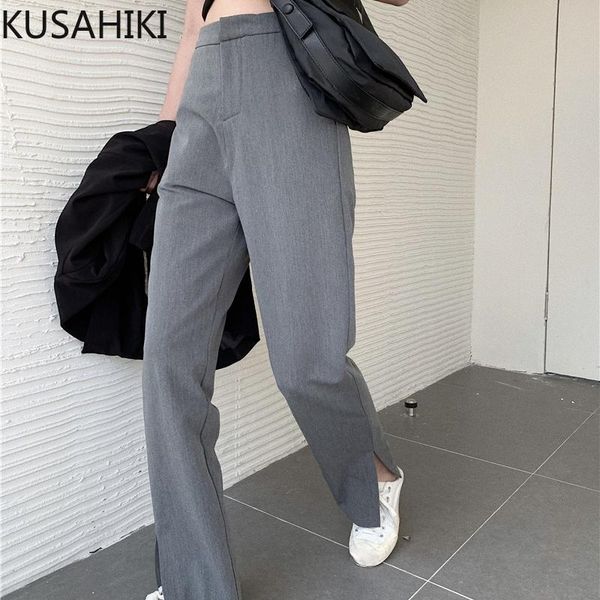 women's pants & capris kusahiki spring summer woman high waist korean elegant split long trousers causal solid 2021 feminimo 6h033, Black;white
women's pants & capris kusahiki spring summer woman high waist korean elegant split long trousers causal solid 2021 feminimo 6h033, Black;white