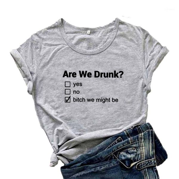 women's t-shirt are we drunk t shirt women short sleeve funny tshirt letter printed tee femme cotton t-shirts, White
women's t-shirt are we drunk t shirt women short sleeve funny tshirt letter printed tee femme cotton t-shirts, White