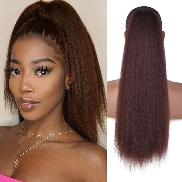 synthetic wigs kinky straight drawstring ponytail long yaki for women clip in dark brown, Black
synthetic wigs kinky straight drawstring ponytail long yaki for women clip in dark brown, Black