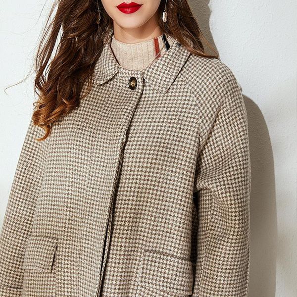 women's wool & blends 100 pure beige plaid double coat whom long color cloth winter the 2021, Black
women's wool & blends 100 pure beige plaid double coat whom long color cloth winter the 2021, Black