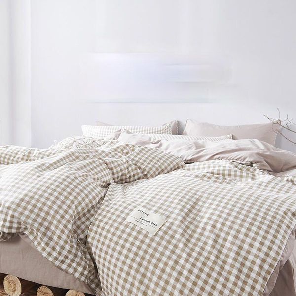 bedding sets cotton four piece set of solid color matte dormitory three plaid quilt cover sheet duvet
bedding sets cotton four piece set of solid color matte dormitory three plaid quilt cover sheet duvet