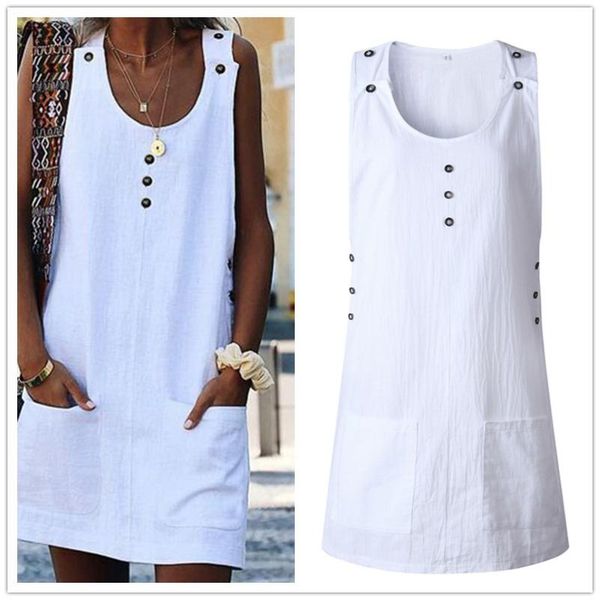 casual dresses sleeveless o neck button straight dress summer women loose pocket white streetwear clothes 2021 vestidos, Black;gray
casual dresses sleeveless o neck button straight dress summer women loose pocket white streetwear clothes 2021 vestidos, Black;gray