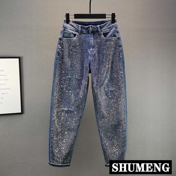 stretch jeans women's 2021 autumn and winter european high waist loose full diamond daddy pants denim, Blue
stretch jeans women's 2021 autumn and winter european high waist loose full diamond daddy pants denim, Blue