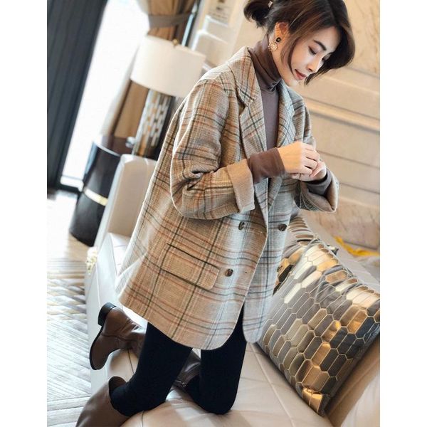 spring's checkered mini-suit double-breasted double-sided cashmere coat women's korean version loose retro thick hair wool & blend, Black
spring's checkered mini-suit double-breasted double-sided cashmere coat women's korean version loose retro thick hair wool & blend, Black