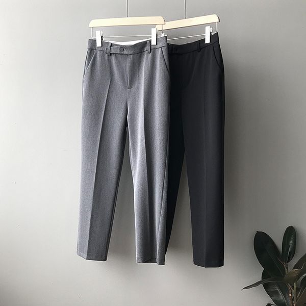 women's pants & capris spring office lady straight suit loose high waist grey black trousers nine point casual ne13, Black;white
women's pants & capris spring office lady straight suit loose high waist grey black trousers nine point casual ne13, Black;white