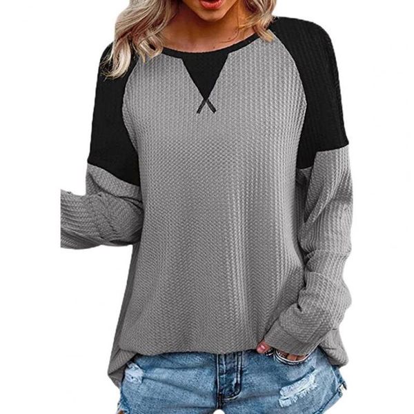 women's t-shirt women patchwork long sleeve o neck casual crew ribbing loose pullover fashion streetwear tees, White
women's t-shirt women patchwork long sleeve o neck casual crew ribbing loose pullover fashion streetwear tees, White