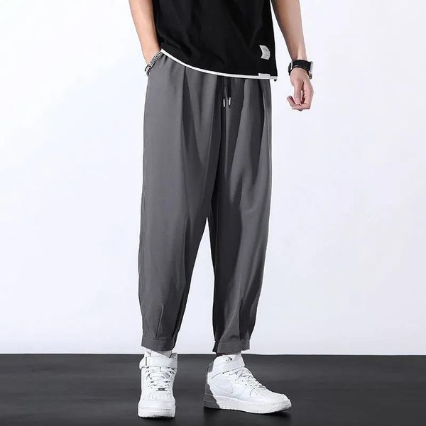men's pants ice silk trousers solid color loose breathable joggers casual thin quick-drying sports, Black
men's pants ice silk trousers solid color loose breathable joggers casual thin quick-drying sports, Black