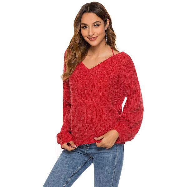 women's sweaters acrylic women sweater 2021 backless loose solid red v neck drawstring outwear womens winter, White;black
women's sweaters acrylic women sweater 2021 backless loose solid red v neck drawstring outwear womens winter, White;black