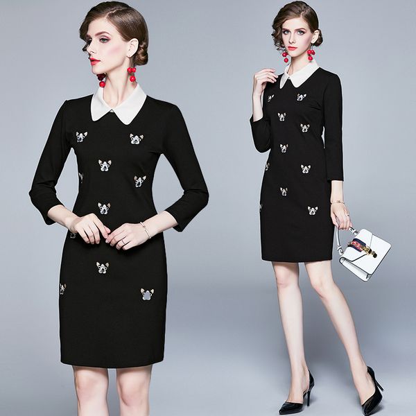 2021 black embroidery bodycon dress runway designer elegant long sleeve lapel holiday prom office ladies slim a-line dresses autumn winter s, Black;gray
2021 black embroidery bodycon dress runway designer elegant long sleeve lapel holiday prom office ladies slim a-line dresses autumn winter s, Black;gray