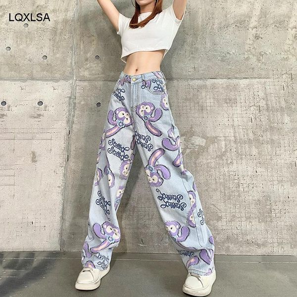 women jeans high waist loose straight 2021 cartoon printed zipper casual female trousers large size mom long pants women's, Blue
women jeans high waist loose straight 2021 cartoon printed zipper casual female trousers large size mom long pants women's, Blue