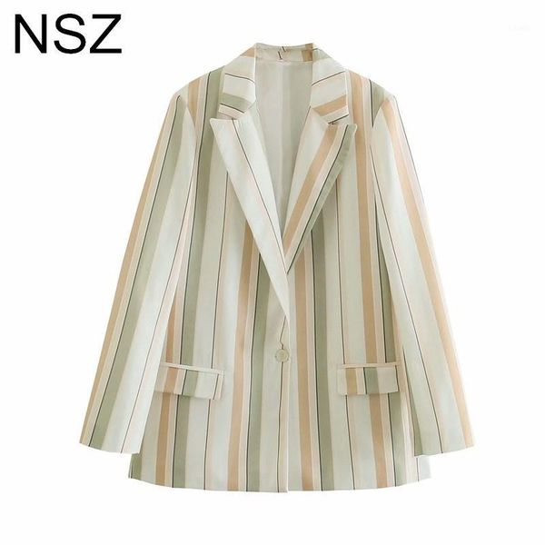 women's suits & blazers nsz women oversized striped blazer 2021 fashion elegant chic single button office ladies work jacket coat, White;black
women's suits & blazers nsz women oversized striped blazer 2021 fashion elegant chic single button office ladies work jacket coat, White;black