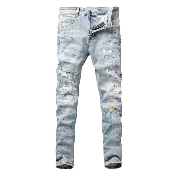 men's jeans american street fashion men retro light blue elastic slim fit ripped patches painted designer hip hop punk pants
men's jeans american street fashion men retro light blue elastic slim fit ripped patches painted designer hip hop punk pants