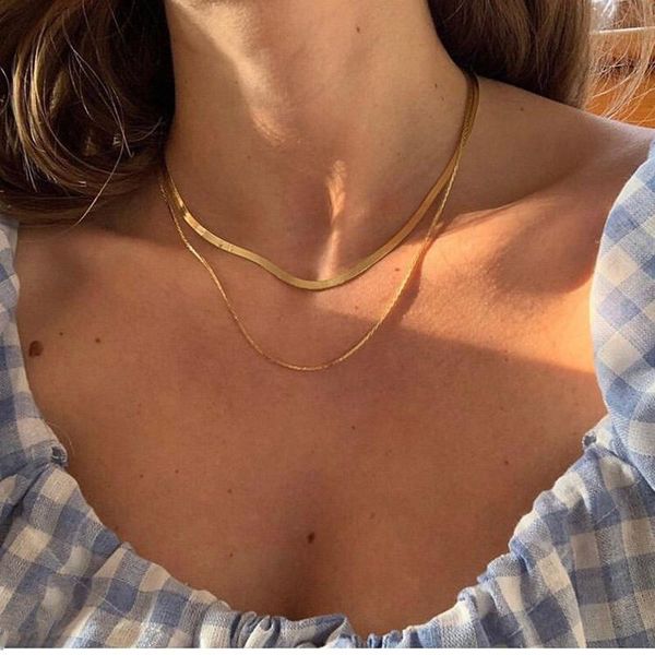 chains gold color double-layered snake chain link choker necklace for women bohemian multilayer charm necklaces jewelry gift, Silver
chains gold color double-layered snake chain link choker necklace for women bohemian multilayer charm necklaces jewelry gift, Silver