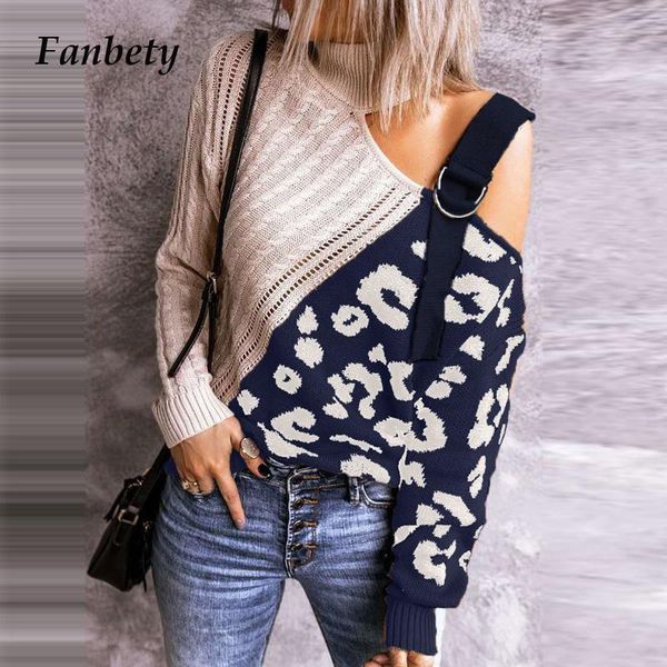 women's sweaters women elegant hollow out long sleeve sweater fashion leopard patchwork pullover knit autumn turtleneck off shoulder, White;black
women's sweaters women elegant hollow out long sleeve sweater fashion leopard patchwork pullover knit autumn turtleneck off shoulder, White;black