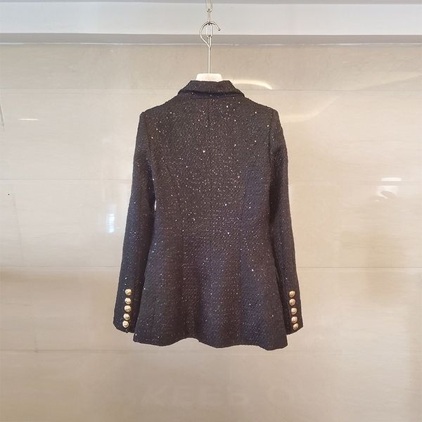 women's wool & blends high-quality double breasted woven tweed blazer notched collar jacket spring autumn elegant ladies coat tyx9, Black
women's wool & blends high-quality double breasted woven tweed blazer notched collar jacket spring autumn elegant ladies coat tyx9, Black