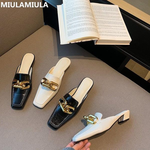 fashion luxury golden chain black white leather low heels woman slippers brand designer socofy slip on loafers mules
fashion luxury golden chain black white leather low heels woman slippers brand designer socofy slip on loafers mules