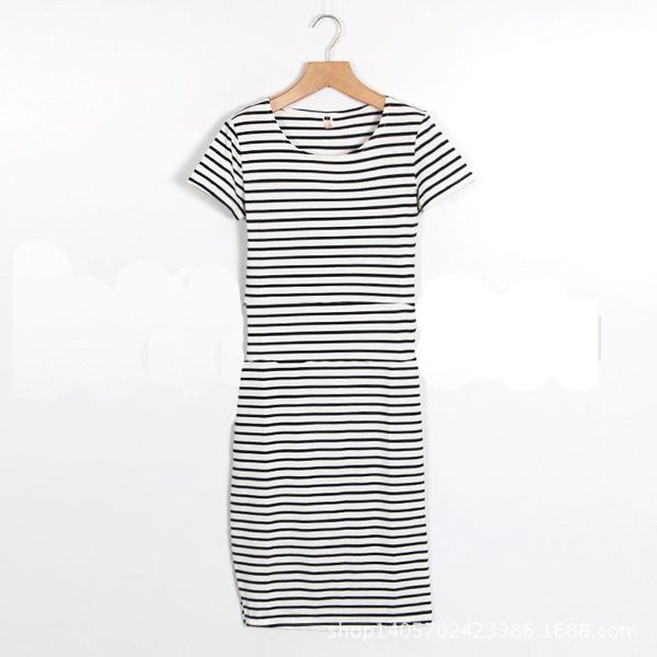 casual dresses elegant summer stripe dress women o neck short sleeve side split slim robe lady work midi mt2000, Black;gray
casual dresses elegant summer stripe dress women o neck short sleeve side split slim robe lady work midi mt2000, Black;gray