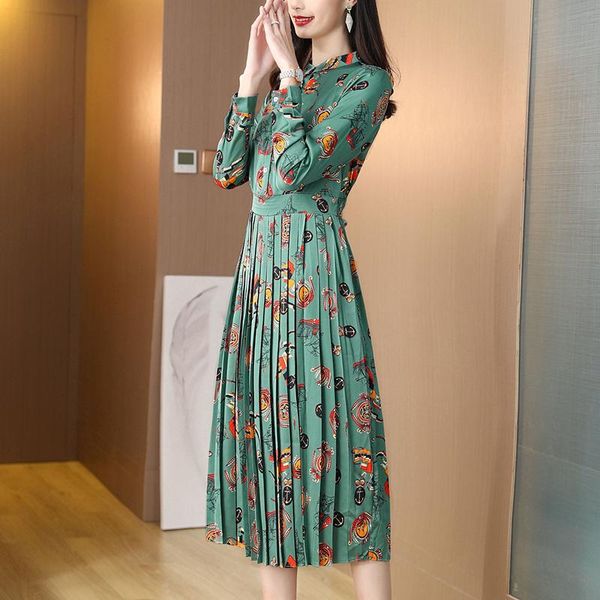 casual dresses women's autumn dress spring 2021 office lady french style full sleeve floral print stand neck green lake traf, Black;gray 
casual dresses women's autumn dress spring 2021 office lady french style full sleeve floral print stand neck green lake traf, Black;gray