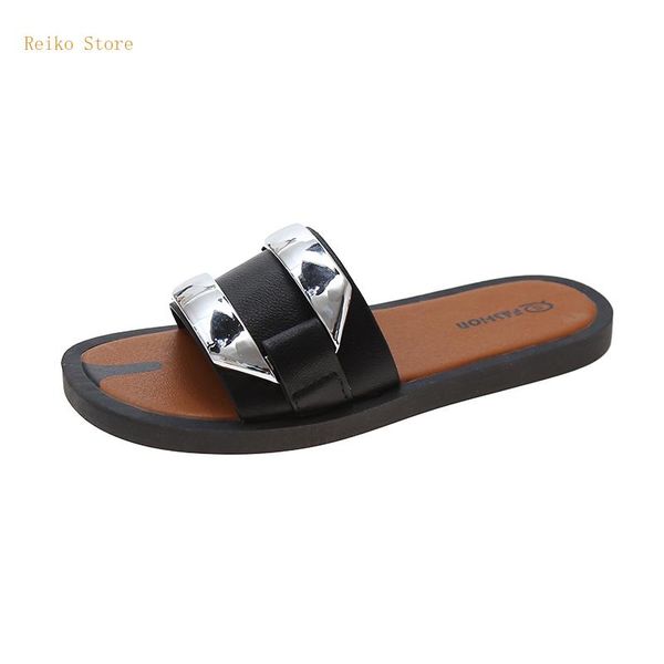 metal slip-on thick-soled sandals for women summer korean style one-word outdoor wear internet celebrity beach shoes fashion slippers, Black
metal slip-on thick-soled sandals for women summer korean style one-word outdoor wear internet celebrity beach shoes fashion slippers, Black