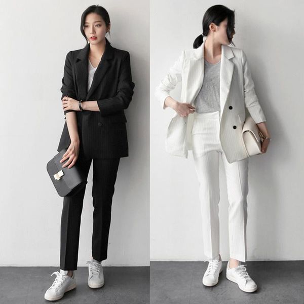 women's two piece pants work fashion pant suits 2 set for women striped blazer jacket & trouser office suit lady formal, White
women's two piece pants work fashion pant suits 2 set for women striped blazer jacket & trouser office suit lady formal, White