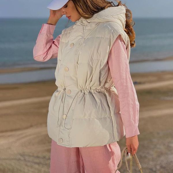 women's vests conkor fashion drawstring collected waisted women elegant hooded coats wide shoulders cotton ladies, Black;white
women's vests conkor fashion drawstring collected waisted women elegant hooded coats wide shoulders cotton ladies, Black;white