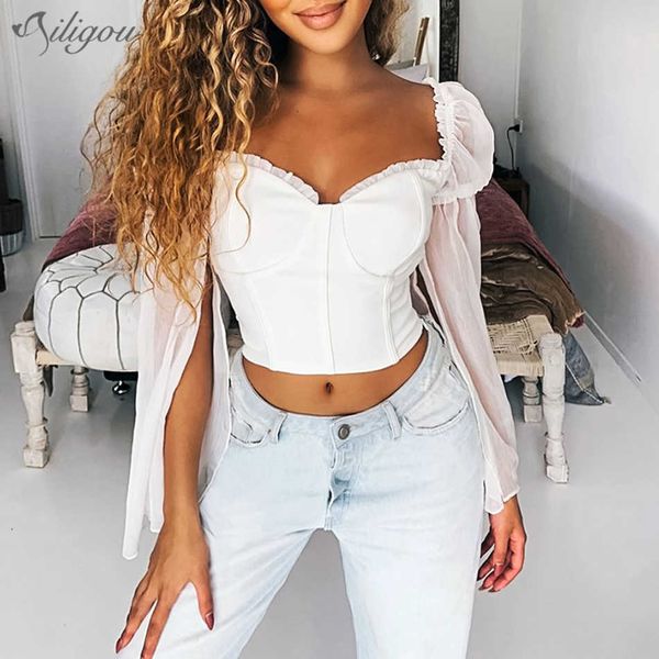 v-neck hollow short white black trumpet sleeves ladies elegant backless tight shirt fashion bandage 210527
v-neck hollow short white black trumpet sleeves ladies elegant backless tight shirt fashion bandage 210527
