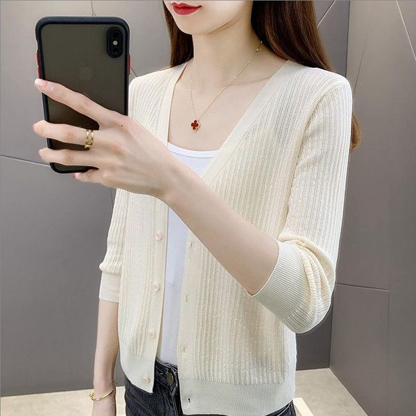 women's knits & tees 2021 women spring summer casual knit cardigan female hollow out v neck sun protection thin ladies elegant f773, White
women's knits & tees 2021 women spring summer casual knit cardigan female hollow out v neck sun protection thin ladies elegant f773, White