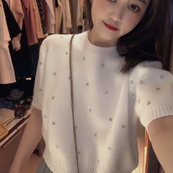 women's t-shirt summer women fashion o neck pullover casual short sleeve knitted sweater tees vintage loose x255, White
women's t-shirt summer women fashion o neck pullover casual short sleeve knitted sweater tees vintage loose x255, White