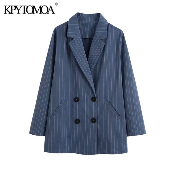 women fashion office wear double breasted striped blazer coat vintage long sleeve loose female outerwear chic 210416, White;black
women fashion office wear double breasted striped blazer coat vintage long sleeve loose female outerwear chic 210416, White;black