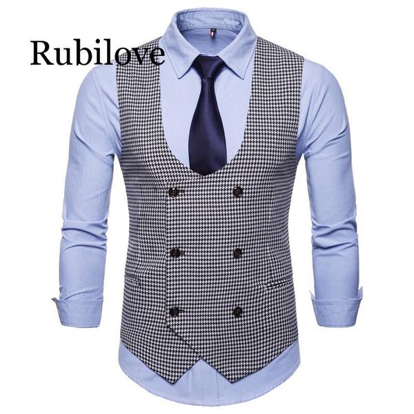 men's vests 2021 spring autumn man's vest vintage waistcoat men suit u-shaped collar houndstooth casual male clothing, Black;white
men's vests 2021 spring autumn man's vest vintage waistcoat men suit u-shaped collar houndstooth casual male clothing, Black;white