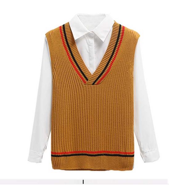 women's vests spring autumn sweater loose student vest college style v-neck color matching striped knitted, Black;white
women's vests spring autumn sweater loose student vest college style v-neck color matching striped knitted, Black;white