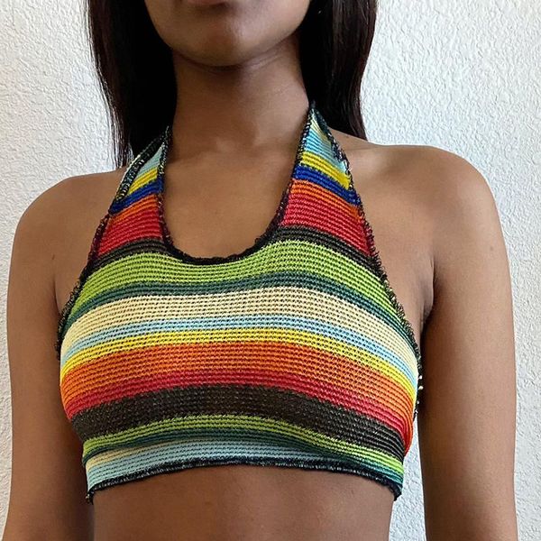 women's tanks & camis 2021 hirigin women halter crop tank sleeveless striped print color block knit camisole summer, White
women's tanks & camis 2021 hirigin women halter crop tank sleeveless striped print color block knit camisole summer, White