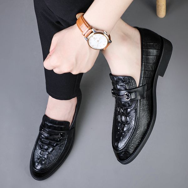414243 size new first layer cowhide formal leather shoes genuine leather business casual mens british style korean style pointed crocodile p, Black
414243 size new first layer cowhide formal leather shoes genuine leather business casual mens british style korean style pointed crocodile p, Black