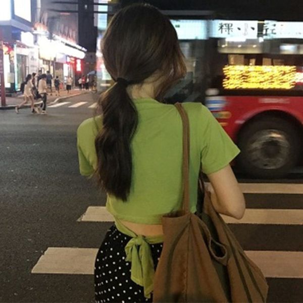 women's t-shirt ins sleeve elegant style self-cultivation korean fashion care machine short open back clothes gfxk, White
women's t-shirt ins sleeve elegant style self-cultivation korean fashion care machine short open back clothes gfxk, White