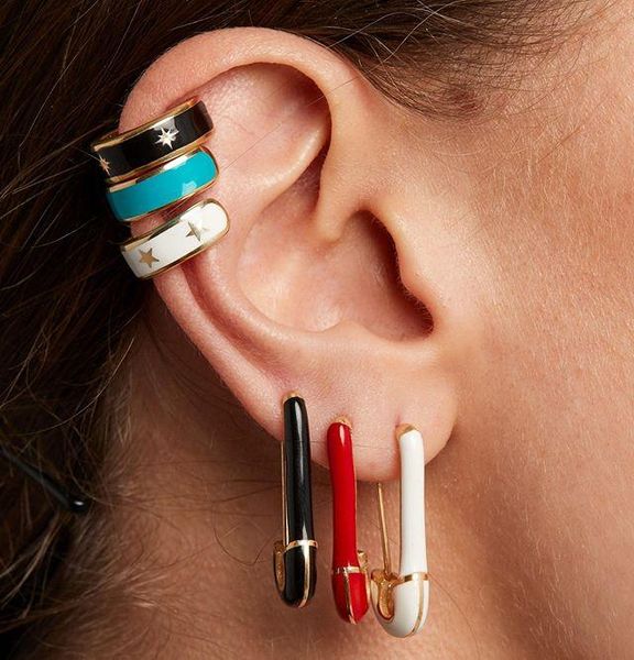 clip-on & screw back 4 colors enamel red white black blue star earring ear clip on gold filled circle minimal delicate no piercing women 1pc, Silver
clip-on & screw back 4 colors enamel red white black blue star earring ear clip on gold filled circle minimal delicate no piercing women 1pc, Silver