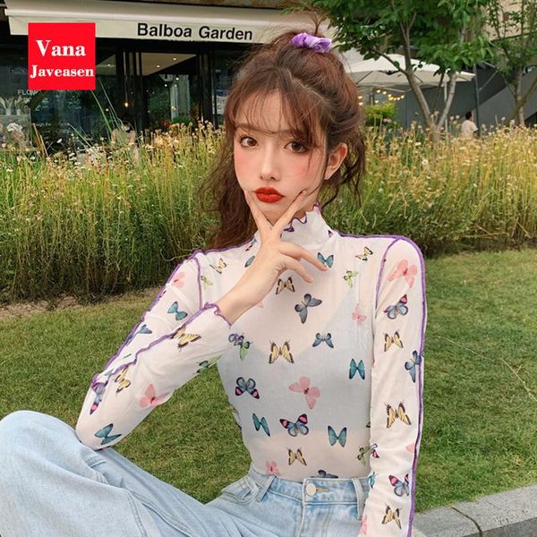 women's t-shirt butterfly print ruffle turtleneck clothes womens perspective t-shirts femme streetwear bottoming t shirts tees muj, White
women's t-shirt butterfly print ruffle turtleneck clothes womens perspective t-shirts femme streetwear bottoming t shirts tees muj, White