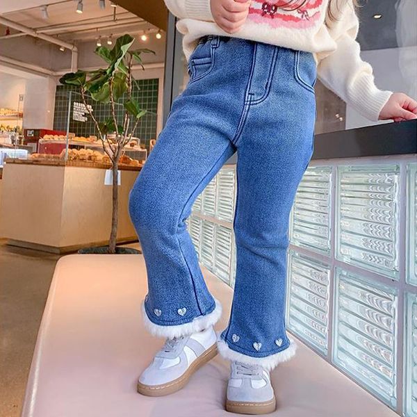 jeans 1-6years hildren's clothing little girl love plus velvet bell bottom pants winter girls warm raw edge trousers, Blue
jeans 1-6years hildren's clothing little girl love plus velvet bell bottom pants winter girls warm raw edge trousers, Blue