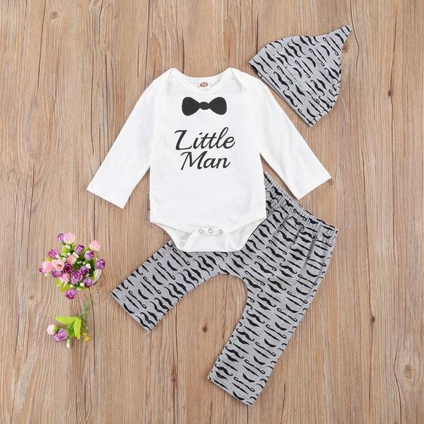 clothing sets born boys girls 3-piece set, letter and bow print long sleeve moustache printing trousers cap, White
clothing sets born boys girls 3-piece set, letter and bow print long sleeve moustache printing trousers cap, White