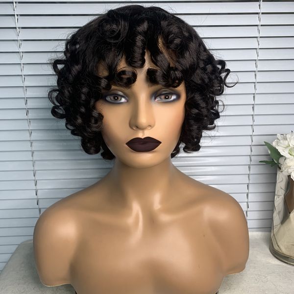pixie cut human hair bob wig with bangs curly brazilian virgin short wigs for black women, Black;brown
pixie cut human hair bob wig with bangs curly brazilian virgin short wigs for black women, Black;brown